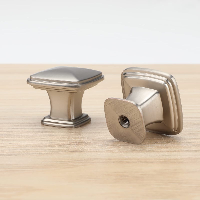homdiy 5 Pack Kitchen Cabinet Knobs Brushed Nickel Drawer Knobs Silver Solid Square Cabinet Hardware for Dresser Bathroom Satin Nickel Door Handles for Kitchen Cupboard,Zinc Alloy - Image 4